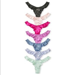 VS Day of the Week Satin Ruffle Thong Panties